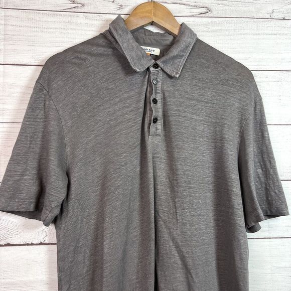 Wool & Co Mens Gray Linen Polo Short Sleeve Shirt Size M Made In Italy - Picture 3 of 9